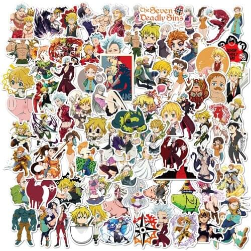 10/50/100pcs Anime The Seven Deadly Sins Sticker PVC Graffiti Decals Suitcase Luggage Guitar Car Waterproof for Childrens Toys