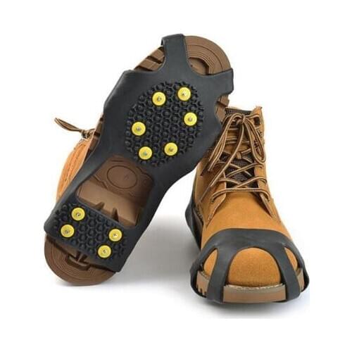 10 Studs Universal Ice Snow Spiked Grips Cleats Crampons Winter Climbing Camping