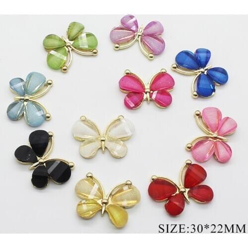 10 Pieces / Set DIY Jewelry Rhinestone Accessories Alloy Butterfly Diamond Crystal Wedding Design Button Accessories design