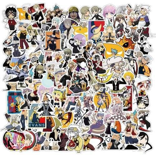 100PCS Soul Eater Stickers Pack For Child Cartoons Anime Sticker Toy To DIY Laptop Stationery PS4 Skateboard Guitar Pegatina