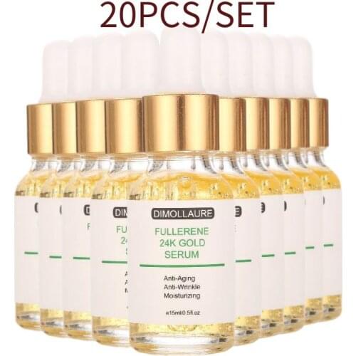 10pc Dimollaure 24K Gold Hyaluronic Acid Face Serum Replenishment Moisturize Shrink Pore Brighten Skin Care Lift Firming Essence