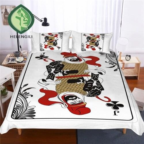HELENGILI 3D Bedding Set Color Poker Print Duvet cover set bedclothes with pillowcase bed set home Textiles #PK-05