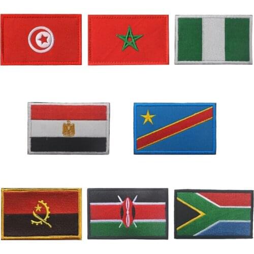 3D Embroidery Africa Country Morocco South Africa Egypt Kenya Congo Nigeria Angola Flag Badge Patch Denim Clothes Accessories