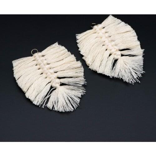 4pcs Tiered Cotton Tassels 100mm, 10 Layers Large Tassel Charms, Ivory Tassel Pendants, For Jewelry DIY Findings (FB-049-4)