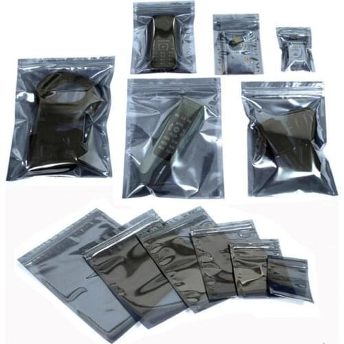 50Pcs/Lot Antistatic Aluminum Storage Bag Ziplock Bags Resealable Anti Static Pouch for Electronic Accessories Package Bags