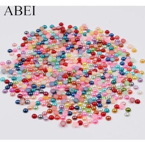 500pcs 6mm mini Half Round Flat back Pearl Beads For Mobile Nail Decoration Loose Beads Gem Accessories