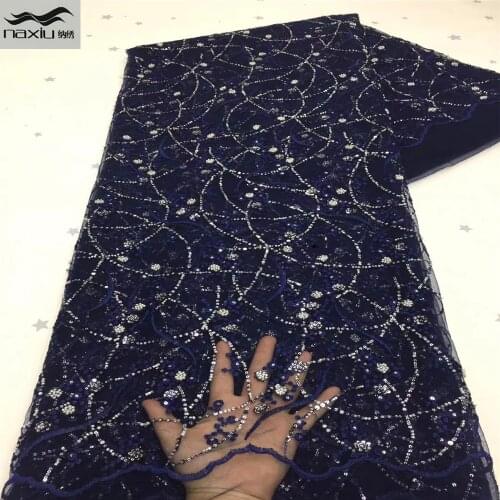 Madison Sequins African Laces Fabrics with Beads Lace Fabric for Nigerian Wedding Dress High Quality Tulle Mesh Lace Fabrics