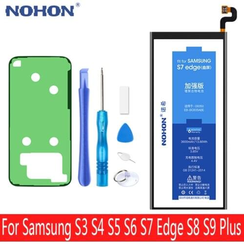 NOHON Original Battery For Samsung Galaxy S5 S4 S3 S7 S6 Edge Plus S8 i9300 i9500 High Capacity Phone Replace Bateria Free tools