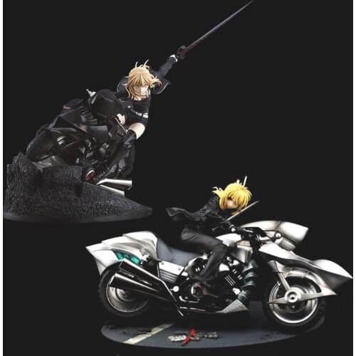 Lensple Anime Fate Grand Order Saber Altria Pendragon with Motorcycle 1/8 Scale PVC Black Saber Action Figure Collectible Model