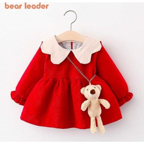 Bear Leader Infant Casual Dresses 2021 Autumn Christmas Fashion Kid Girl Ruffles Dress Lovely Baby Clothes Newborn Vestido Suits