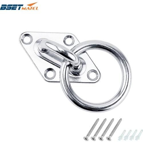 Stainless Steel 316 Diamond Pad Eye Plate Boat Marine Mooring Ring Ceiling Wall Mount Base Hook Strap Tie Down Yoga Accessories