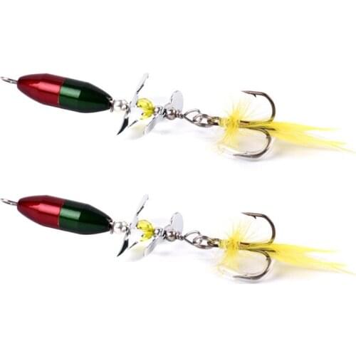 Long Casting Spinner Bait Fishing Lure Double Tail Propeller Trout Carp Catfish Artificial Ice Fishing Lures 10G(2Pcs)