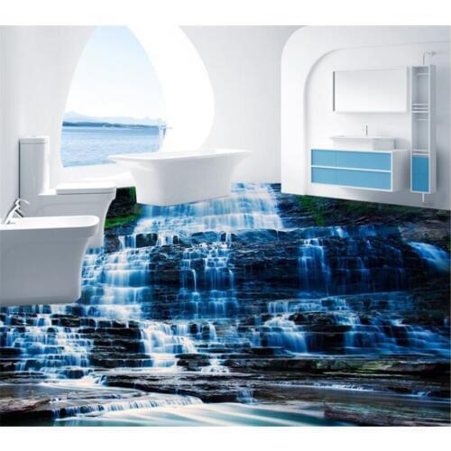 Custom Photo 3d flooring Wallpaper Home Decoration Nature waterfall PVC Wallpaper Self-adhesive flooring Wallpaper-3d Beibehang