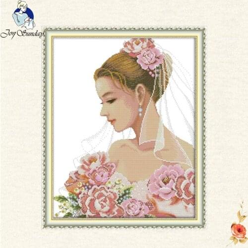 Joy sunday The beautiful bride Cross Stitch DMC 11CT 14CT Set Chinese figure Cotton Cross-stitch Kits Embroidery Home Handmade