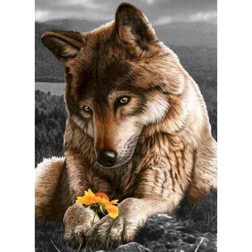 Gatyztory 60×75cm Frame Wolf DIY Painting By Numbers Animal Canvas Drawing Acrylic Paints Art Wall Decor Handpainted Kits Unique