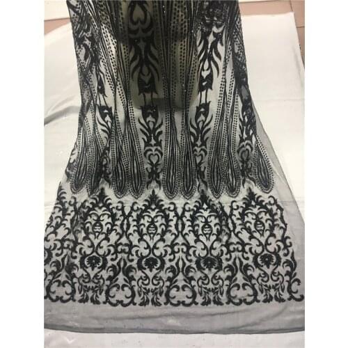 Pretty design black color glued glitter lace fabric JRB-102126 top sale glitter mesh material for evening dress 5 yards