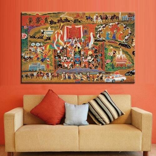 Oil painting Auspicious Aquarius Tibetan auspicious works of art Painting Home Decorative Art Picture Paint on Canvas Prints