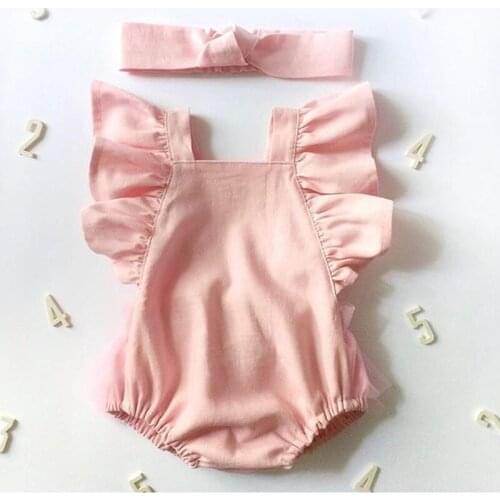 Ruffles Lace Girls Romper Summer Cozy Mesh Tulle Infant Romper Dress Vintage Linen Cotton Toddler Overalls Children Costumes