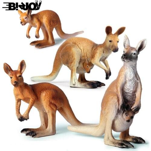 Kangaroo Model Simulation Wildlife Educational Action Figure Australia Kangaroo Animal Toy Suit for Child Kids Decor Gift