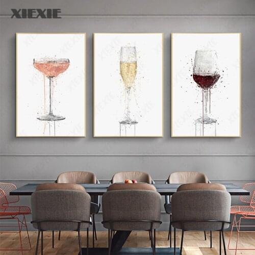 Fashion Abstract Wine Glass Canvas Paintings Modular Pictures Wall Art Canvas Prints for Living Room Home Decoration Wall Decor