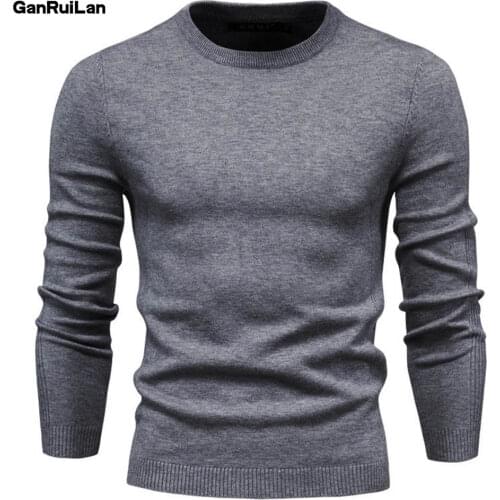 2021 New Winter Thickness Pullover Men O-neck Solid Color Long Sleeve Warm Slim Sweaters Mens Sweater Pull Male Clothing B0950