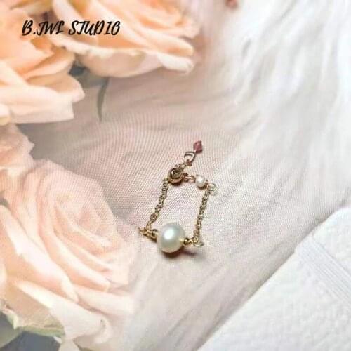 New 14K Filled Ring Natural Freshwater Pearl 4-5mm Exquisite Womens Jewelry Gifts Womens Party Boutique Jewelry