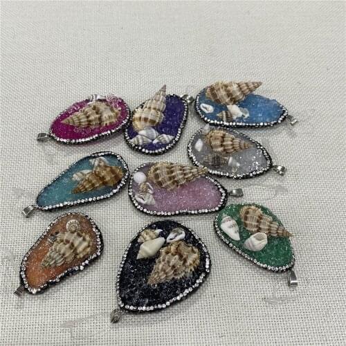 Natural Stone Pendant Resin Inlaid Shell Necklace Pendant Jewelry Creation Manual DIY Exquisite Necklace Bracelet Accessories