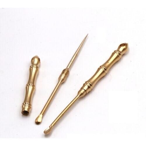 Portable Multifunctional Ear Spoon Toothpick Combination Pure Brass Toothpick Ear Spoon Stronger Than Dental Floss Tool