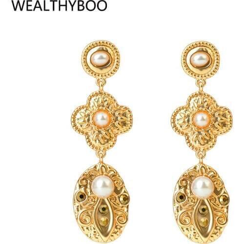 Vintage Metal earrings for women Carved Geo Statement luxury stud earrings eardrop earring making supplies