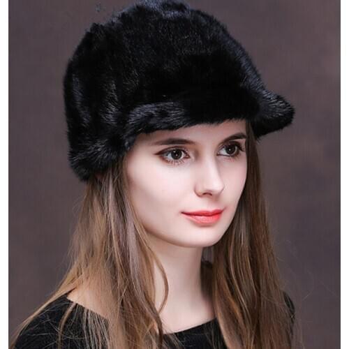 Natural Winter Hats for Women Real Mink Fur Bonnet Womens Streetwear Hat Fashion Warm Cap Gorros Mujer Invierno MY822