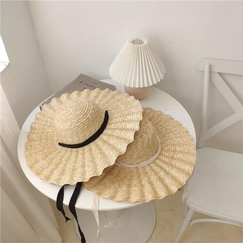 Women Summer Hat Big Brim Straw Hat Elegant Hat Womens Sun Protection Retro Wave Brim Holiday Sun Hat Fisherman Hat Bucket Hat