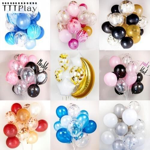Mixed 20pcs/lot 12inchs of Confetti Latex Helium Balloons Gold Pink Black Baby Shower Anniversary Party Wedding Birthday Decor