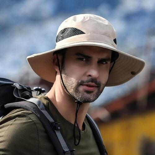 Stylish Bucket Hat Wide Brim Wear-resistant Multi-function Comfortable UV Protection Breathable Hat for Fishing