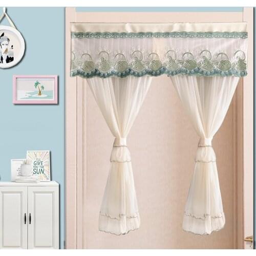 Tulle Curtains Double-layer Lace Sheer Curtains for Kitchen Decorative Partition Short Door Curtain Chef Dustproof Curtain