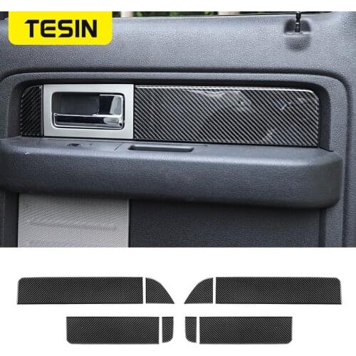 TESIN Carbon Fiber Interior Mouldings for Ford F150 2009-2014 Accessories Door Inner Decorative Trim for F150 2009-2014