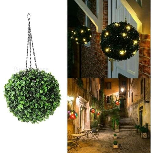 Waterproof Solar Lantern Hanging Garden Patio Decor 25 LED Topiary Ball Lamp