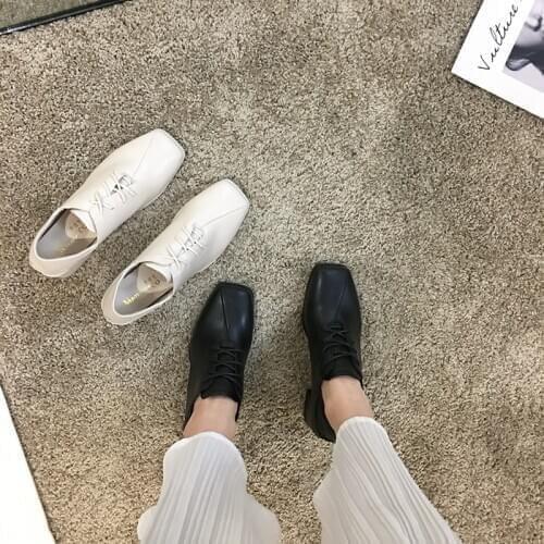 Womens Shoes pumps Retro 2020 Spring New Fashion Thick Heel Lace Up Simple Small Shoes