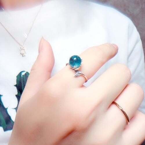 Real 925 Sterling Silver Ball Fish Mermaid Tail Rings For Women Open Size Wedding Ring Beautiful Jewelry Drop Shipping