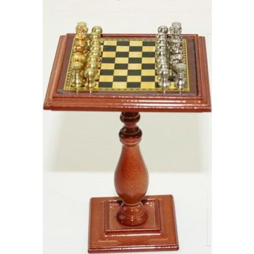 1:12 Dollhouse Miniature International Chess Set with Wooden Stand Play Doll House Furniture Accessories