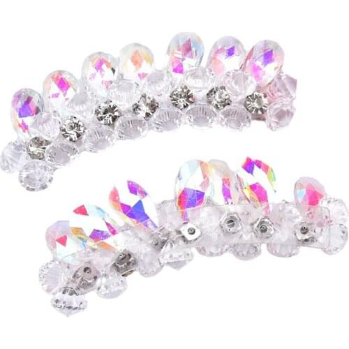 1 pair 3.5*11cm crystalAB flower patch glass diamond princess shoes Accessories garment jewelry DIY decor rhinestone brooch