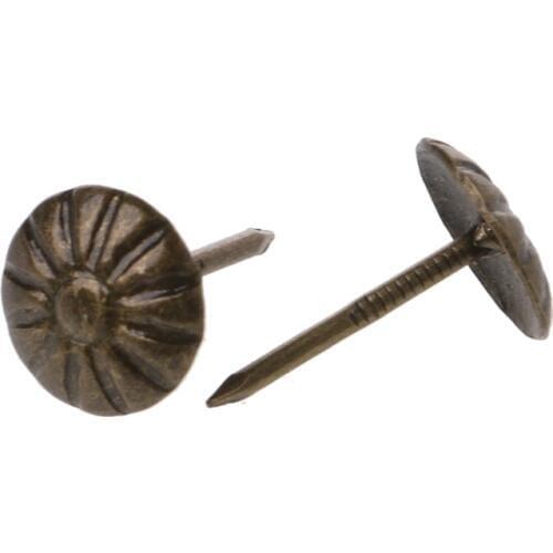 100pcs Antique Brass Upholstery Nails Tack Stud Pushpin Doornail Hardware Decor Y98E