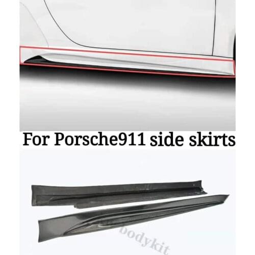 2 PCS REAL Carbon Fiber V Style Side Skirts Door Bottom Aprons Trim For Porsche 911 991 GT3 Carrera 2012-2015 BODY KIT