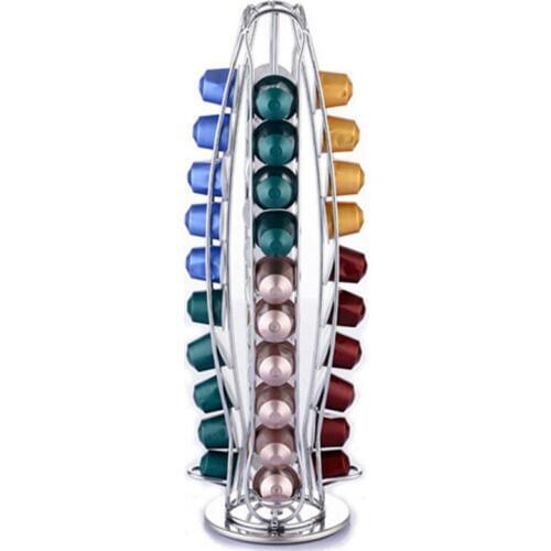 40 pcs Nespresso Capsules Dispenser Coffee Pod Holders Storage Racks Stainless Steel Shelves Standing Organizer