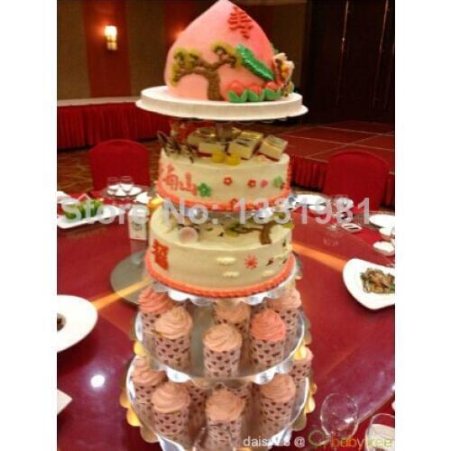 5 Tier Maypole Round Wedding Acrylic Cupcake Stand Tree Tower Cup Cake Display: Home & Kitchen wedding decoration
