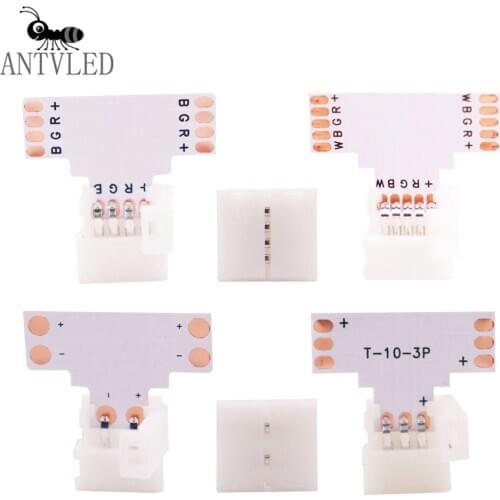 10pcs 2pin 3pin 4pin 5pin T PCB Shape Led Connector 10mm Free Soldering Corner Connector For WS2812B WS2811 5050 Led Strip Light