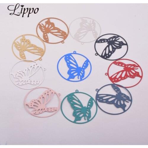 50pcs AB4994 30mm Flying Butterfly Charm Filigree Animal Butterflies Pendant Connector Metal Brass Jewelry Earring Findings