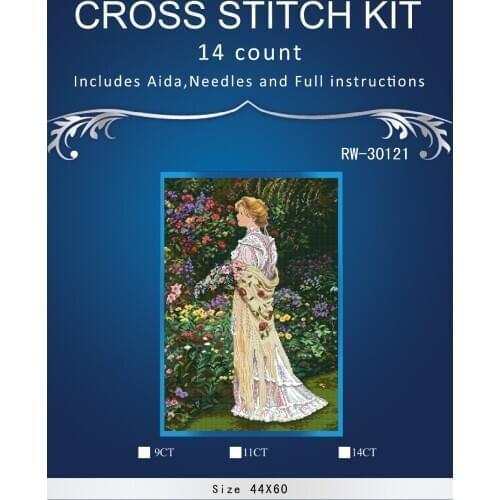 62X46CM, 14CT Top Quality beautiful nostalgic counted cross stitch kit dimensions 35119 In Her Garden lady woman girl