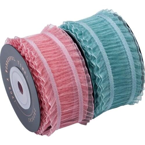 9yards Pleated Tulle Lace Fabric Ribbon Lace Trim 25mm/40mm DIY Sewing Accessories Wedding party Decoration Christmas supplies