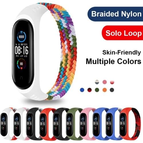 Solo Loop for Mi band 6 Strap Nylon Braided pulseira bracelet Miband4 Miband5 Bracelet Wristband for xiaomi Mi band 5 4 3 strap