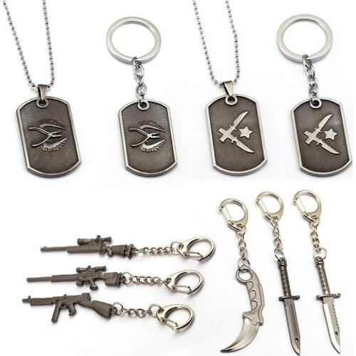 Game CS GO Keychain CSGo 6cm M4A1 AK47 Gun Sword Key Ring Beads Chain Metal Dog Tag Souvenir Men Car Women Bag Chaveiro Jewelry